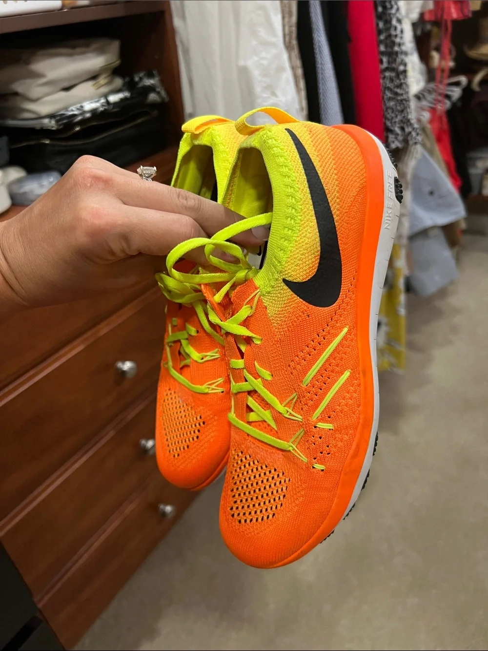 Nike woman’s Flyknit Training Shoes - Orange/Neon